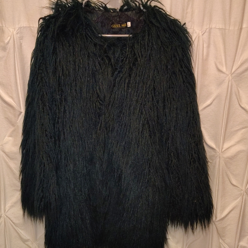 Glam Dark Green Long Fux Fur COAT/ Jacket